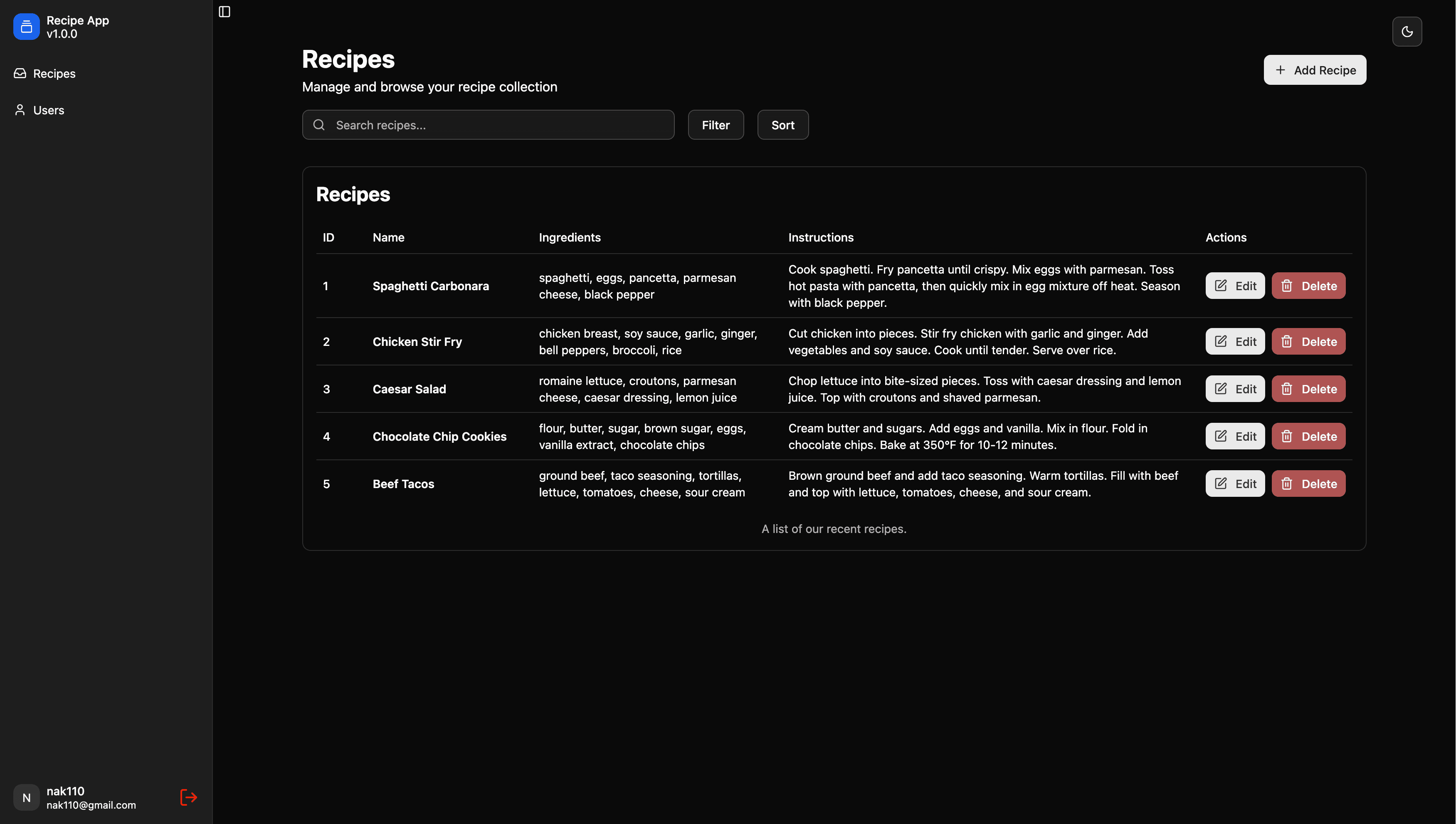 React Recipe